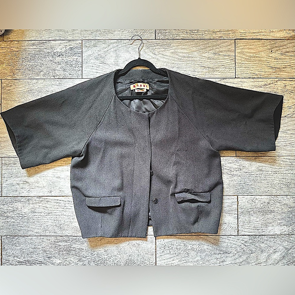 Marni Women’s vintage crew neck 3/4 sleeve button up light jacket